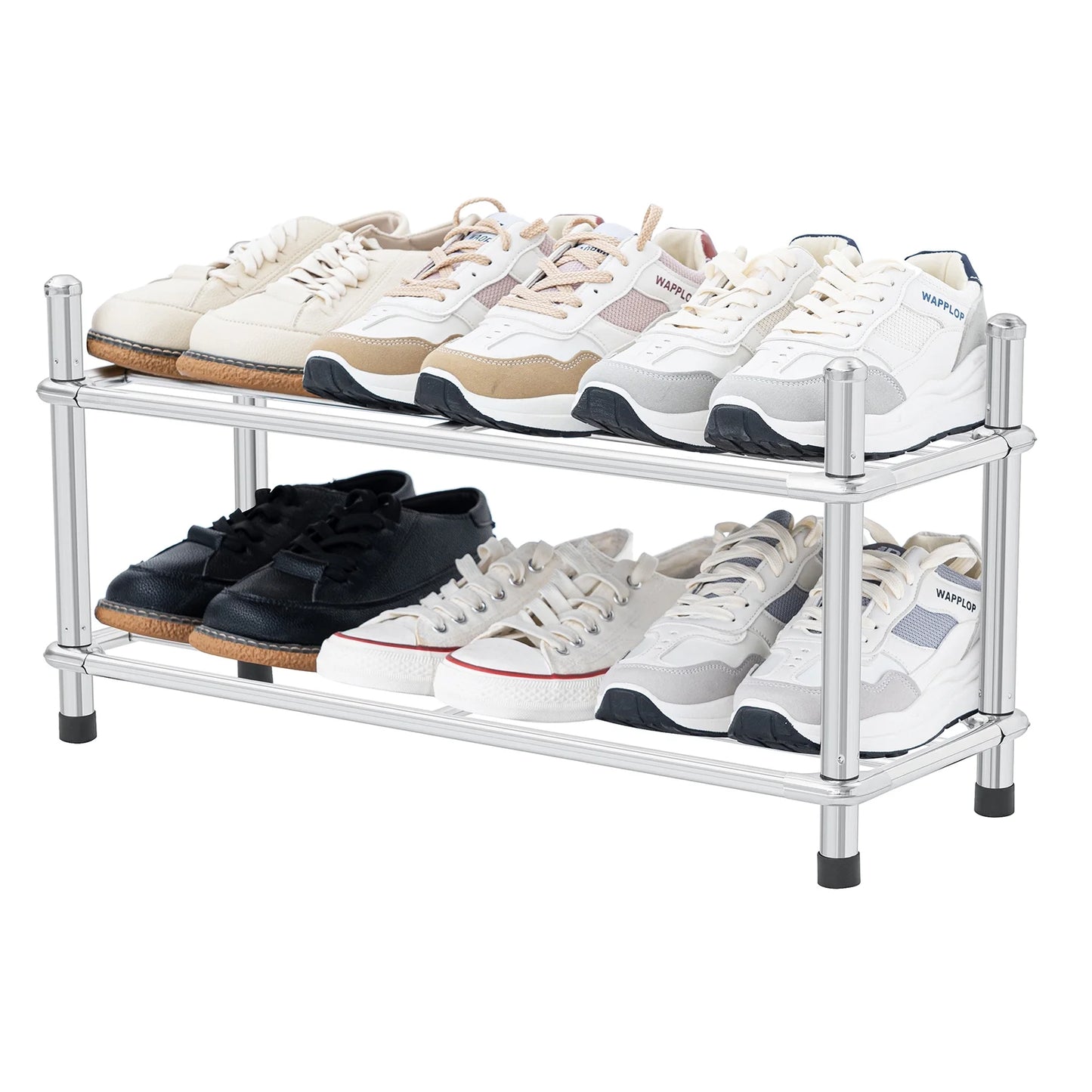 Shoe Rack 4-Tier Shoe Storage Organizer Stainless Steel Shoe Organizer Storage Shelf for Entryway Closet Bedroom for 12 Pairs