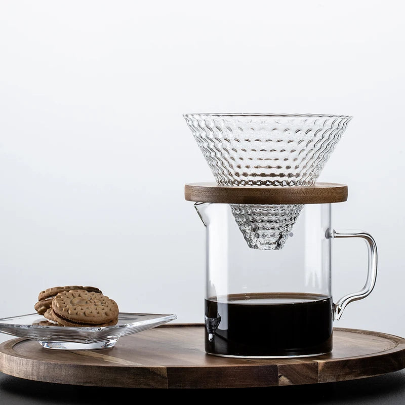 1-2 Cups Coffee Filter Set Glass Coffee Dripper Coffee Sharing Pot Brew Coffee Filter Funnel Reusable Coffee Jug Gift