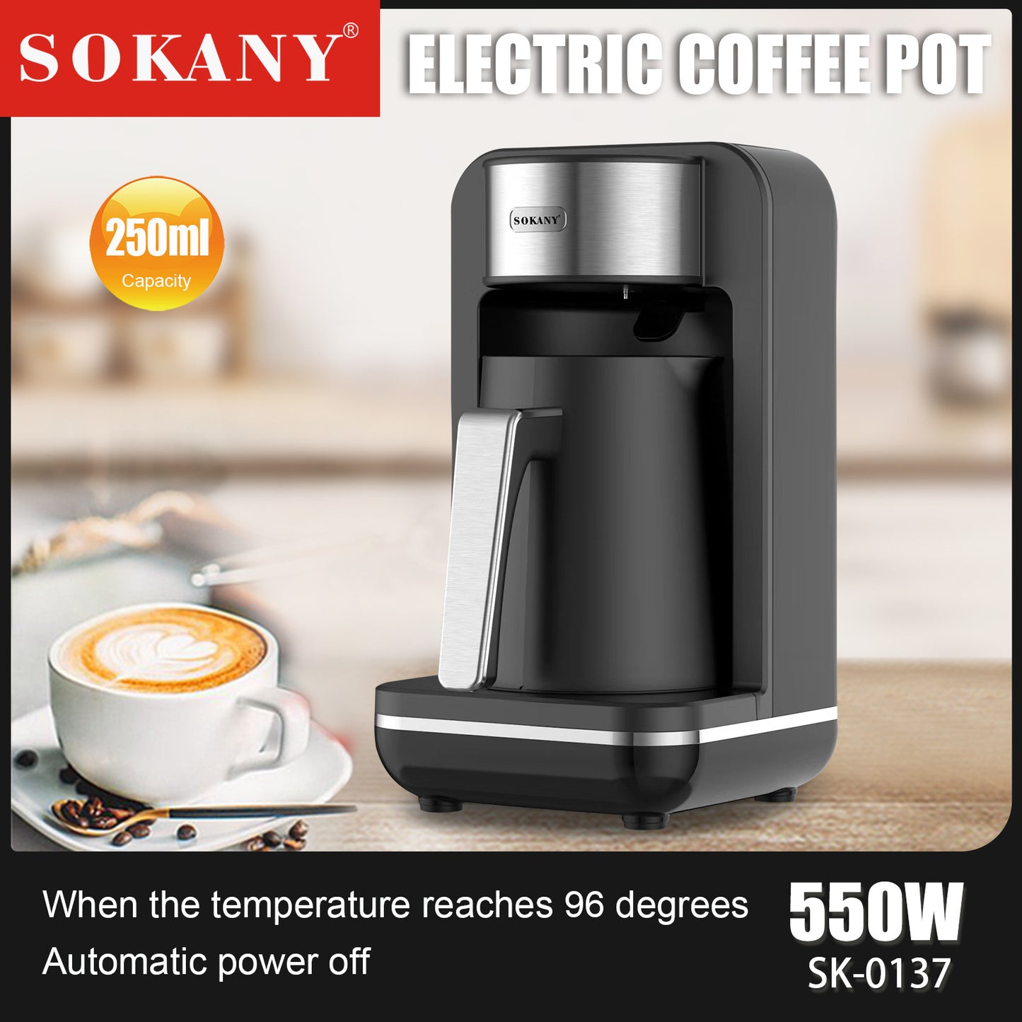 0137 Coffee Pot Hot Coffee Make Coffee Home Office Coffee Machine with Cup