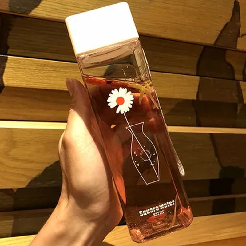 Transparent Square Plastic Matte Water Bottle