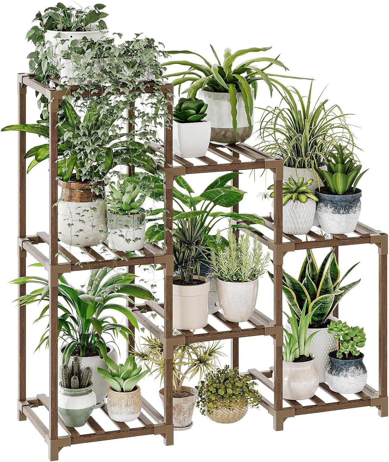 Plant Stand Indoor Plant Shelf Outdoor Wood Plant Rack for Multiple Plants 3 Tiers Ladder Plant Holder for Living Room Patio Boho Home Decor for Gardening