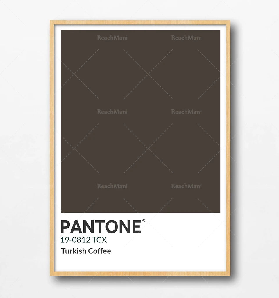 A Set of 6 Pantone Coffee Color Guides, Iced Coffee, Black Coffee, Turkish Coffee, Coffee Beans, Print Art Poster Brown Coffee C