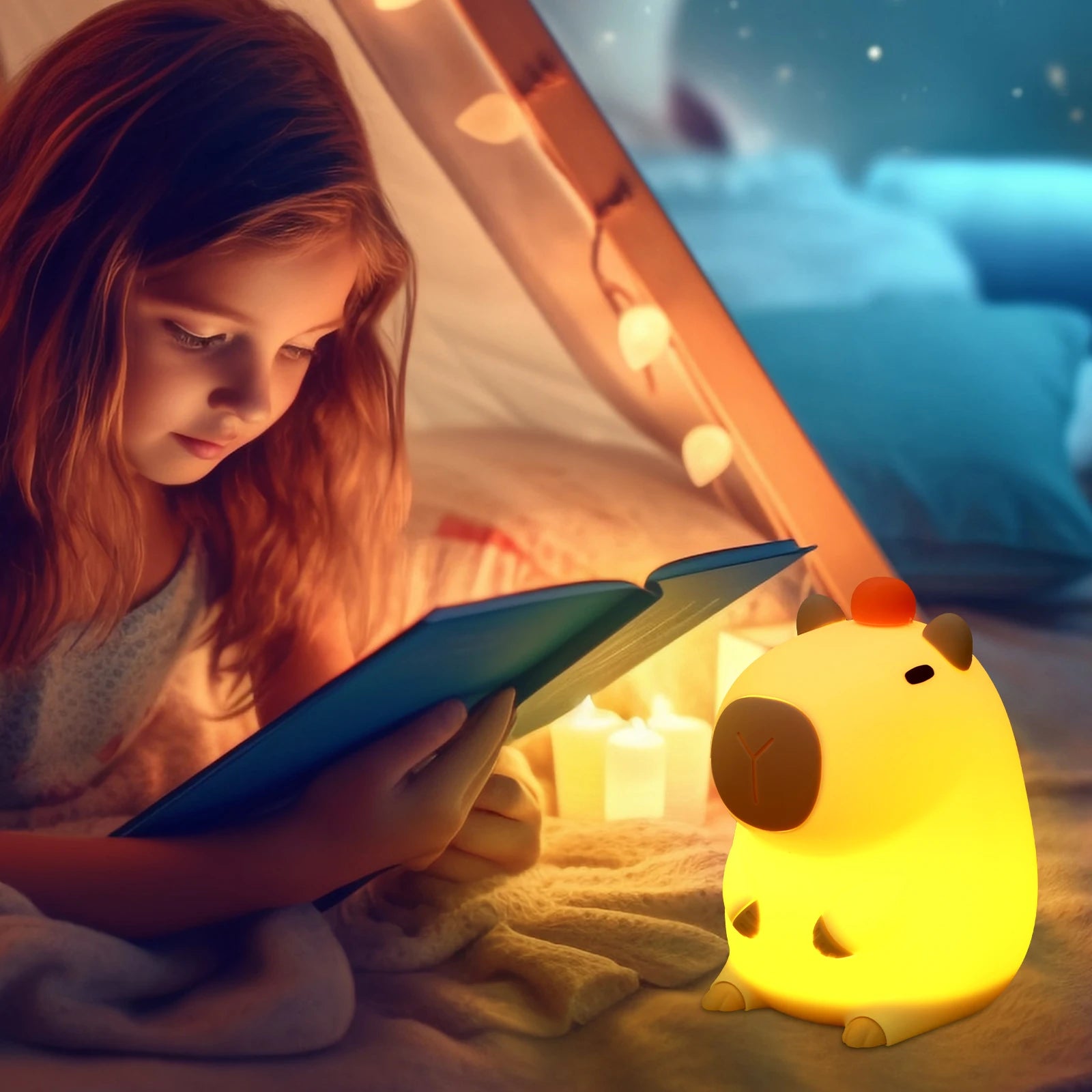 Capybara Lamp USB Silicone Night Light Timing Dimming Sleep Night Lamp for Kid Nursery Decor Cute Animal Touch Bedside Warm Lamp