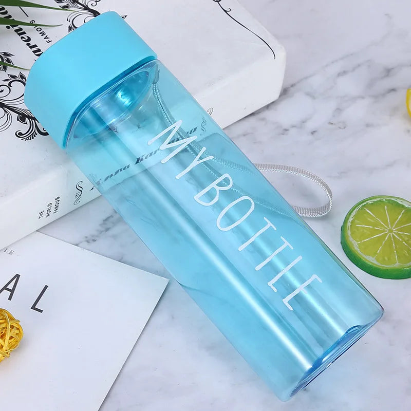 Transparent Square Plastic Matte Water Bottle