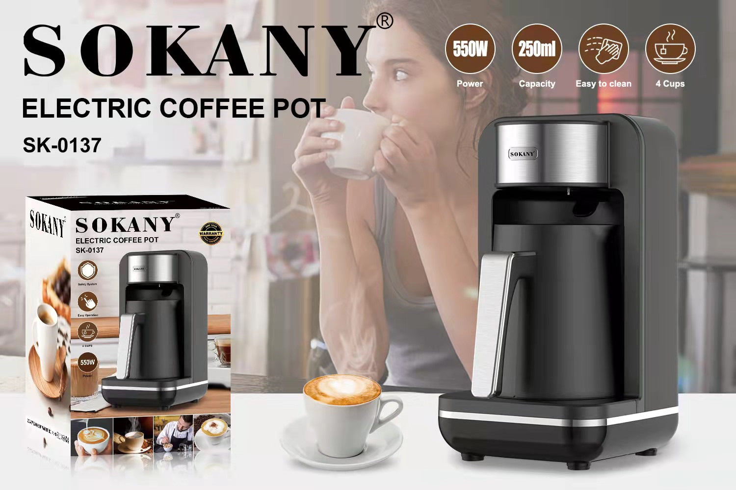 0137 Coffee Pot Hot Coffee Make Coffee Home Office Coffee Machine with Cup