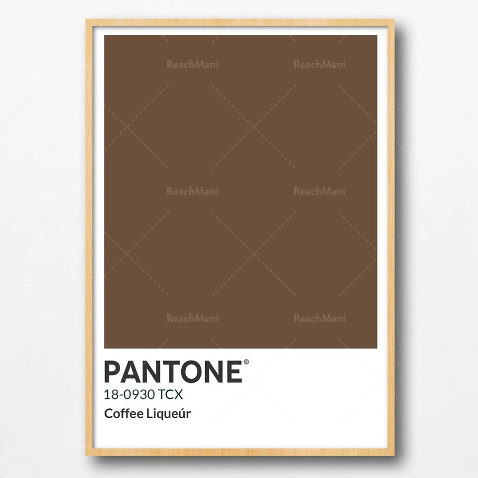 A Set of 6 Pantone Coffee Color Guides, Iced Coffee, Black Coffee, Turkish Coffee, Coffee Beans, Print Art Poster Brown Coffee C