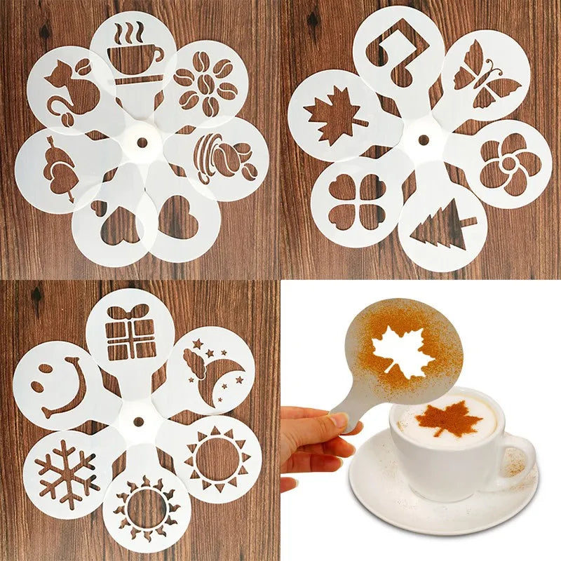 16/19Pcs Coffee Printing Model Coffee Stencils Coffee Spray Tool Art Pen for Latte Cake Coffee Decor Coffee Drawing Coffeeware