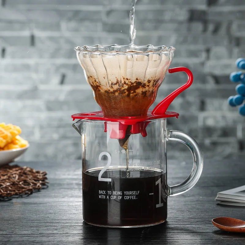 1-2 Cups Coffee Filter Set Glass Coffee Dripper Coffee Sharing Pot Brew Coffee Filter Funnel Reusable Coffee Jug Gift