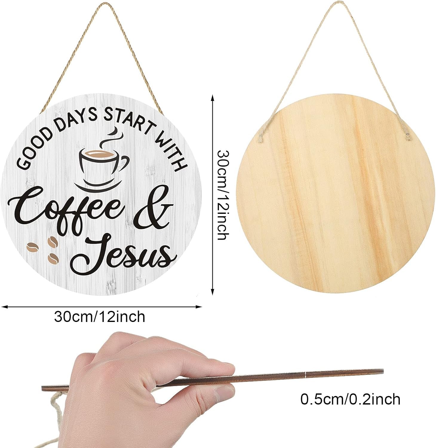 Coffee Bar Decor Coffee Signs, Good Days Start with Coffee & Jesus, Coffee Bar Accessories Decorations,12'' X 12''(White Good Days Start with Coffee & Jesus)