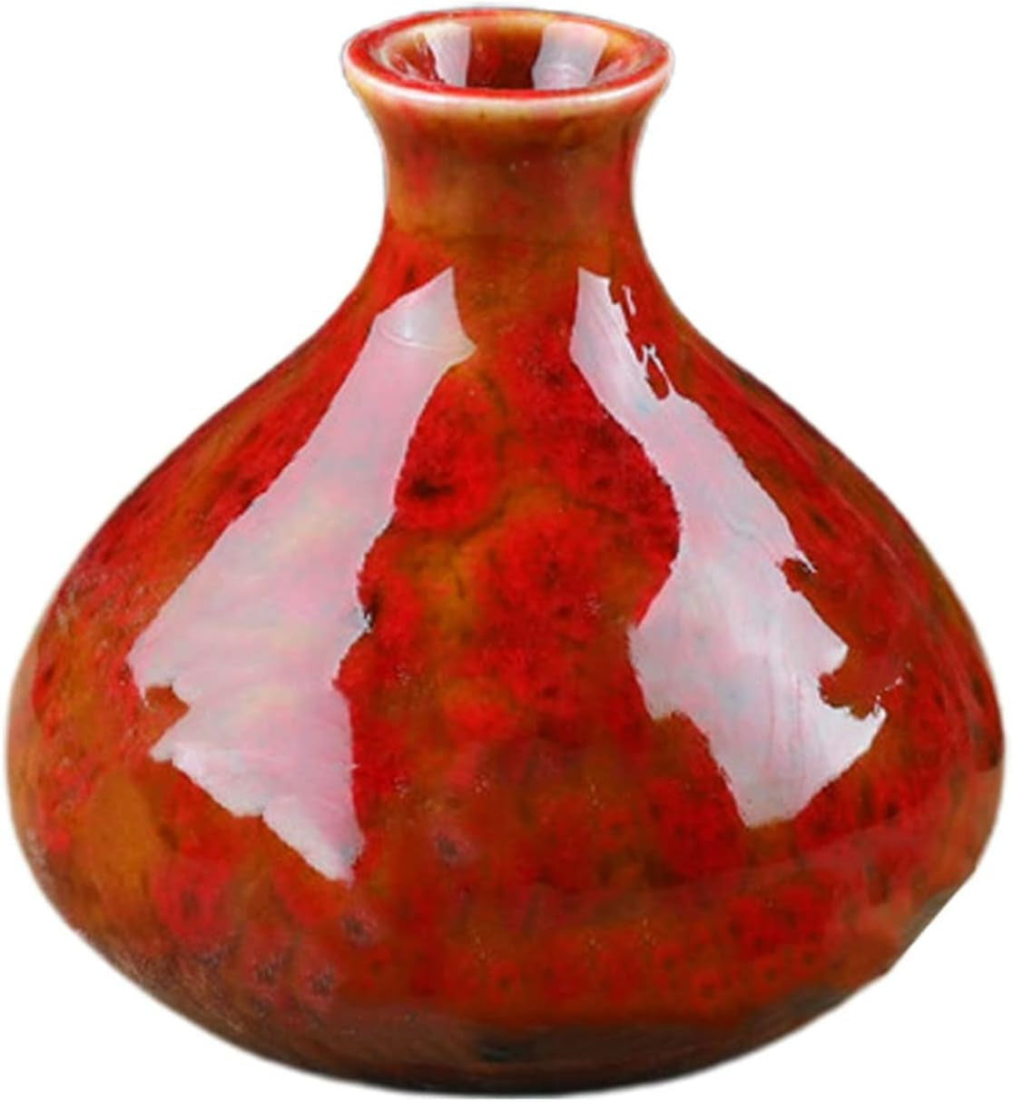 Ceramic Flower Vases,Elegant Decorative Modern Floral Vase for Home Decor Living Room Home Office Table and Wedding Centerpieces and Events, Red, 2.4*7*7.5Cm (210308LY02-1-9333-1936168181)