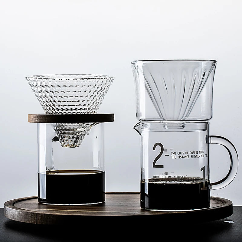 1-2 Cups Coffee Filter Set Glass Coffee Dripper Coffee Sharing Pot Brew Coffee Filter Funnel Reusable Coffee Jug Gift